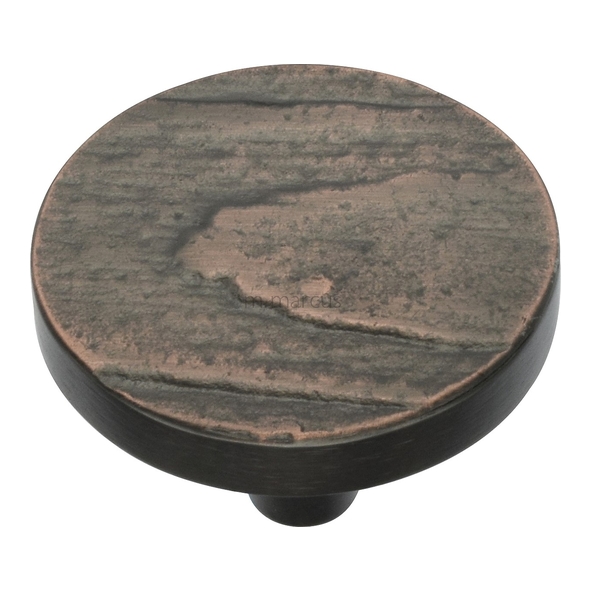 C3697 38-AC • 38 x 8 x 26mm • Aged Copper • Heritage Brass Round Pine Cabinet Knob